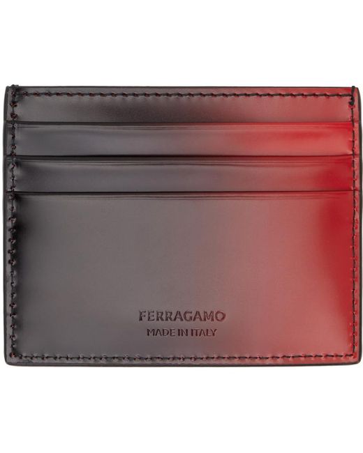メンズ Ferragamo &レッド ロゴプレート クレジットカードケース Multicolor