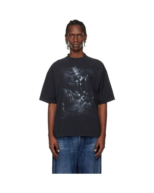 Vetements Blue Jesus On A Cross Distressed T-Shirt for men