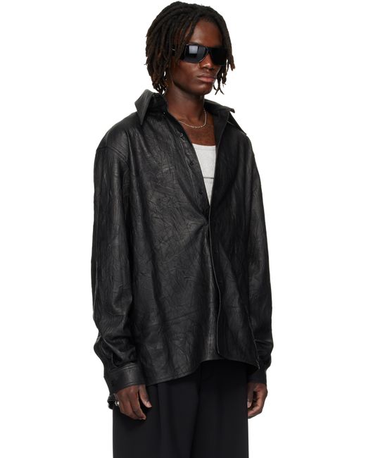 Lu'u Dan Black Misfit Leather Jacket for men