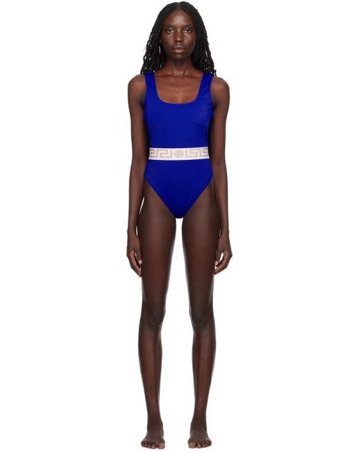 Versace Blue Greca Swimsuit