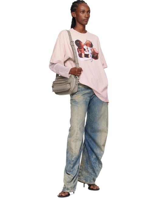 Acne Gray Taupe Camero Party Shoulder Bag