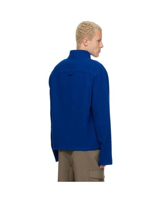 Rier Blue Full Zip Fleece Sweater for men