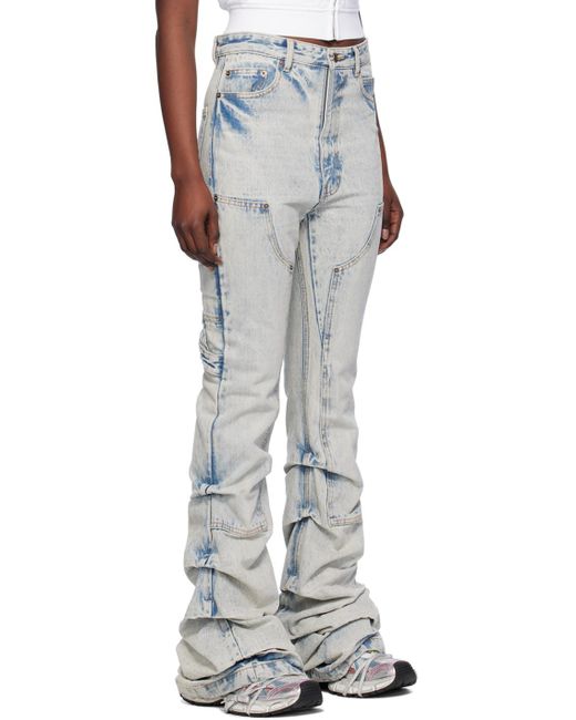 we11done White Blue Wrinkled Jeans