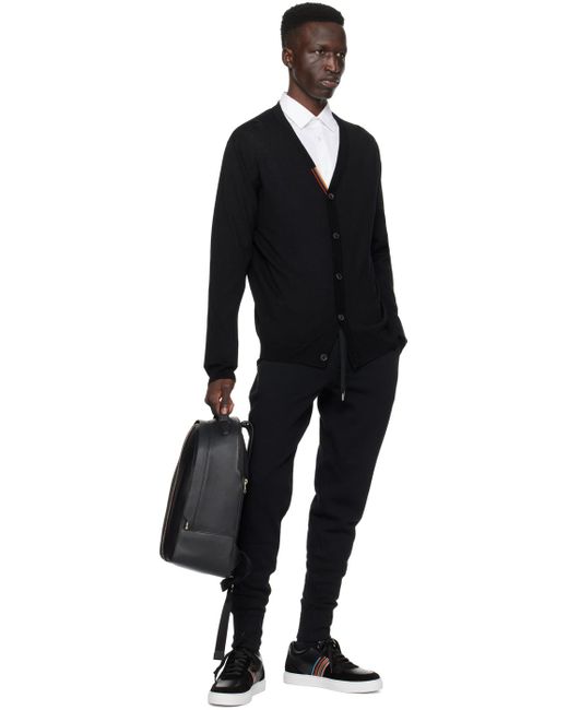 Sac à dos noir en cuir à garniture à rayures emblématiques Paul Smith pour homme en coloris Black