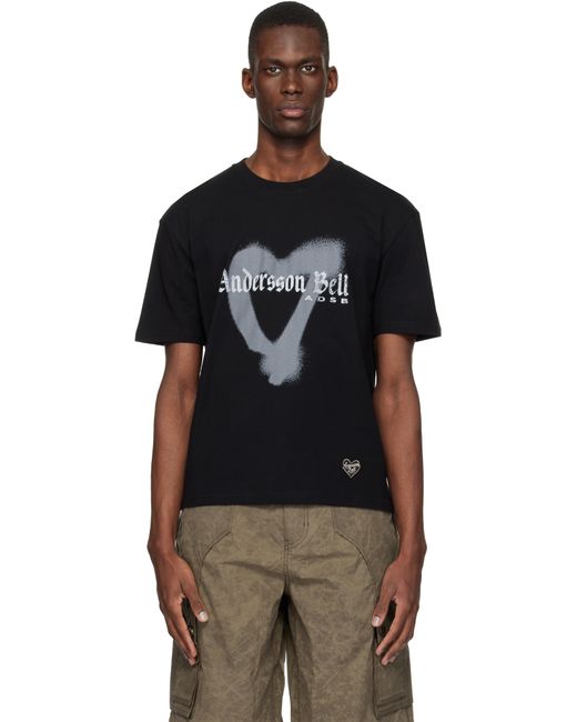 ANDERSSON BELL メンズ ブラック Essential Heart Tシャツ 【公式通販】