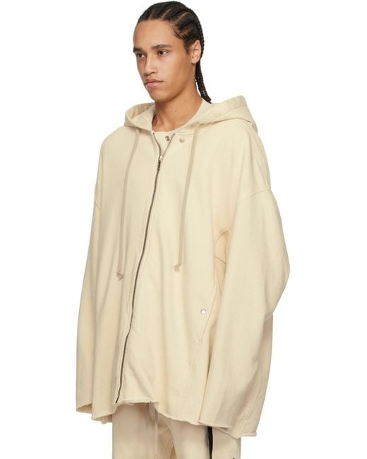 Rick Owens Natural Off- Hollywood Peter Zipped Hoodie for men