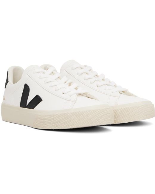 Veja White & Black Campo Chromefree Leather Sneakers for men