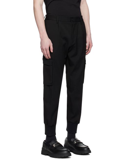 Pantalon cargo noir en jersey côtelé HUGO pour homme en coloris Black