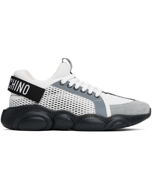 Moschino Black White & Gray Teddy Strap Sneakers for men