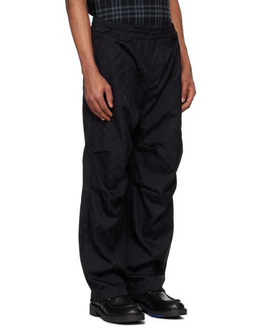 メンズ Burberry ブラック チェック ナイロン トラックパンツ Black