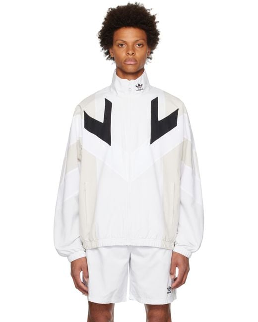 Adidas Originals White & Beige Rekive Track Jacket for men