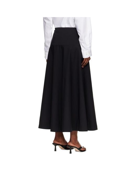 St. Agni Black Cotton Circle Hem Maxi Skirt