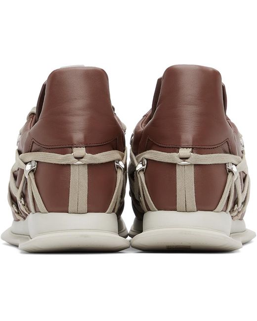 Rick Owens Burgundy Megalace Runner Sneakers in Brown for 