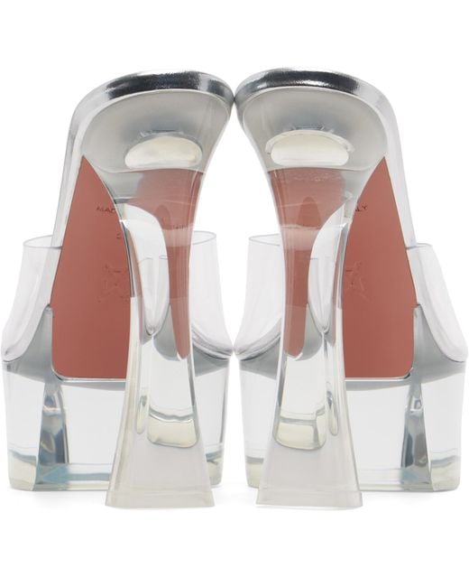 AMINA MUADDI White Dalida Glass Plateau Heeled Sandals