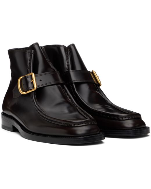 Dries Van Noten Black Brogue Buckle Leather Boots