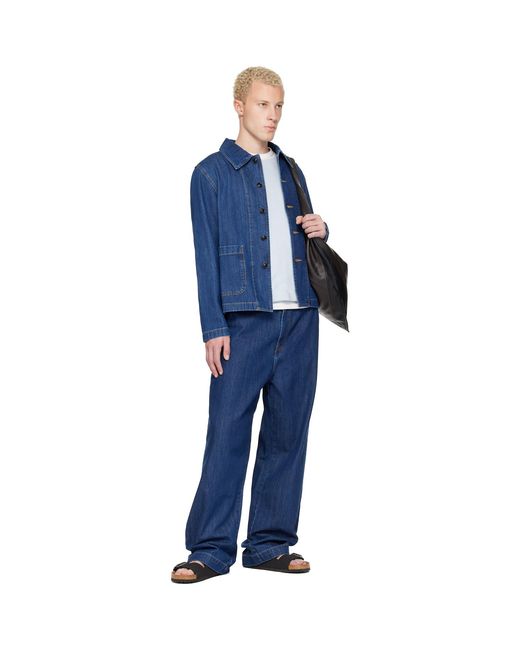 Merz B. Schwanen Blue Cropped Worker's Denim Jacket for men