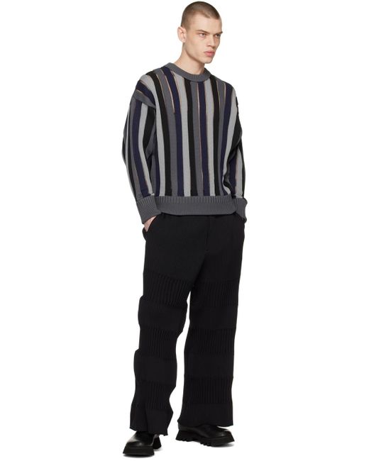 CFCL Black Elasticated Waist Fluted Knit Pants for men