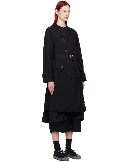 COMME DES GARÇON BLACK Black Comme Des Garçons Double-breasted Trench Coat