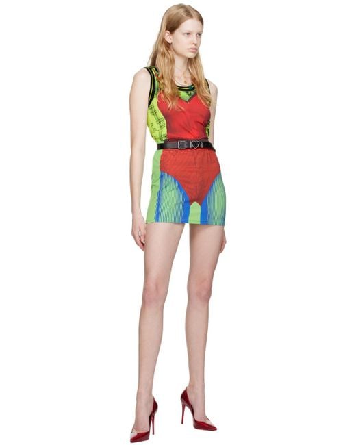 Y. Project Blue Red & Green Jean Paul Gaultier Edition Body Morph Miniskirt