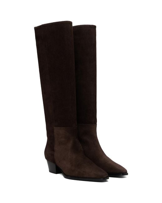 Aeyde Black Medea Suede Knee-High Boots