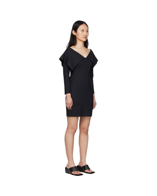 Rosetta Getty Black Fold Off-Shoulder Dress