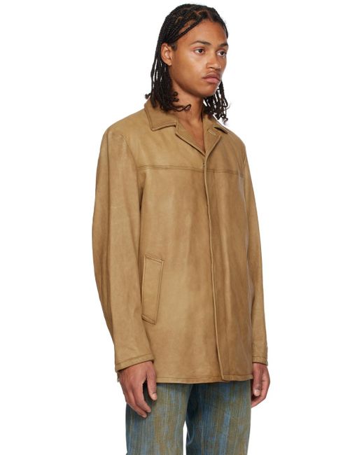 DIESEL Multicolor Tan L-nico Leather Jacket for men