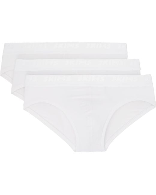 Skims Black Three-Pack Stretch Briefs for men