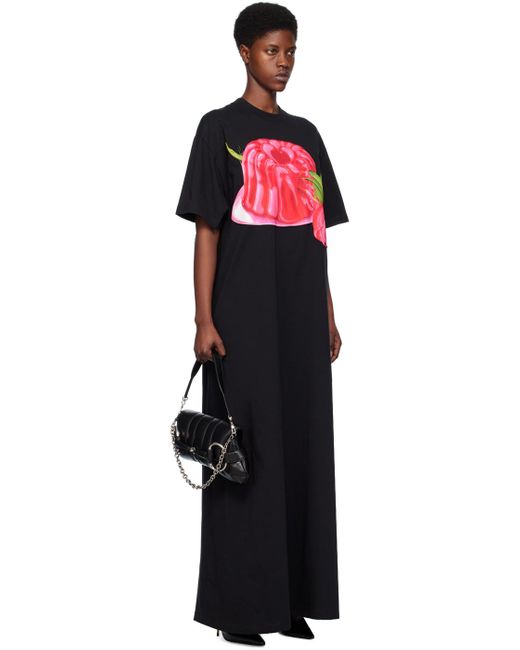 Gucci Black Jelly And Rose-print Cotton-jersey T-shirt Maxi Dress
