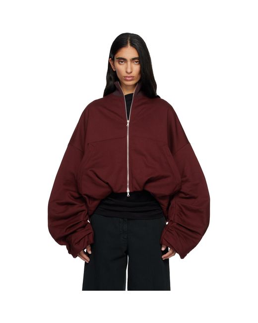 Dries Van Noten Red Draped Jersey Track Jacket