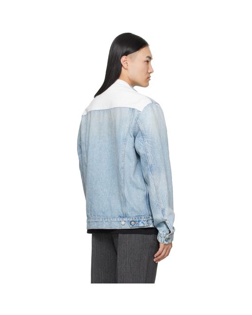 MM6 by Maison Margiela Blue Poplin Trim Denim Jacket for men