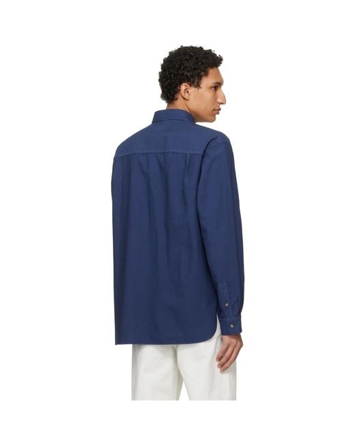 A.P.C. Blue Mateo Logo Shirt for men