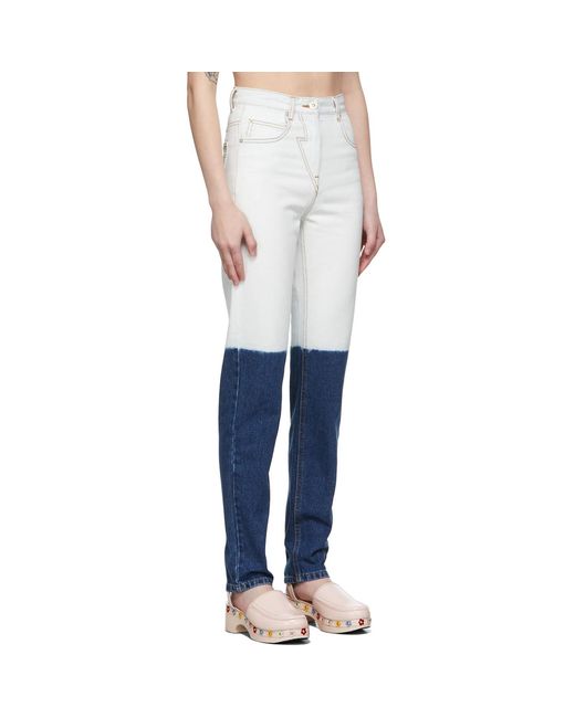 Pushbutton Off-white & Blue Dip Dye Jeans