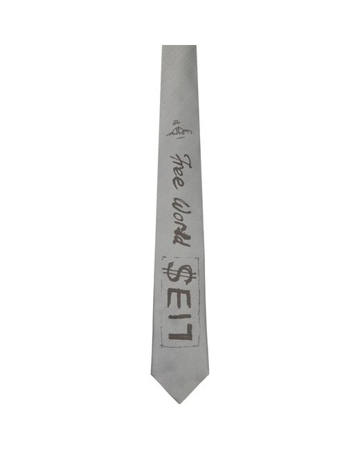 Vivienne Westwood Gray 8.5Cm 'Free World' Tie for men