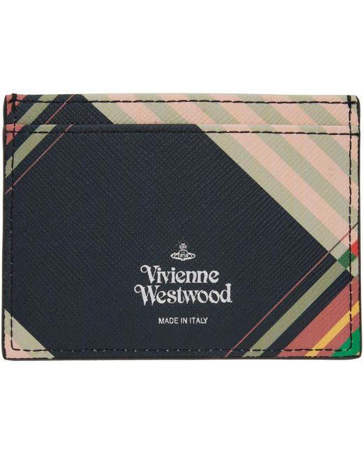 Porte-cartes e en cuir saffiano synthétique à motif tartan combat Vivienne Westwood pour homme en coloris Black