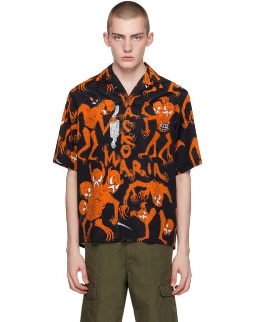 Wacko Maria Orange Printed Shirt for men