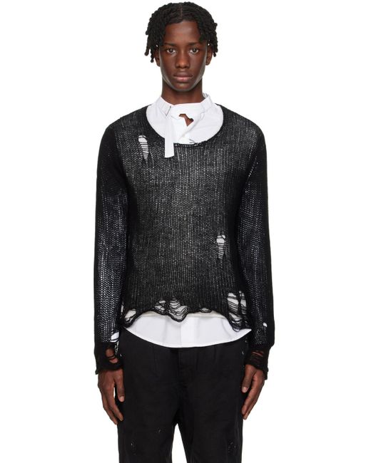 R13 Black Double Layer Sweater for men