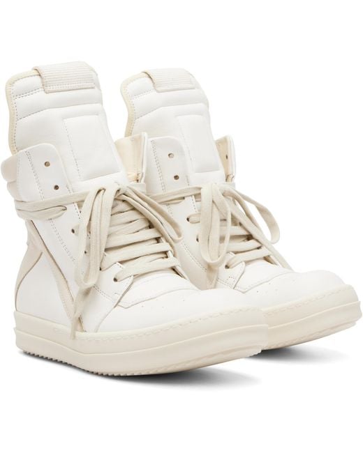 Rick Owens White Off- Tower Geobasket Sneakers