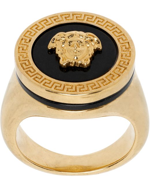 Bague Dorée À Ornement En Émail À Logo Medusa Versace pour homme en coloris Metallic