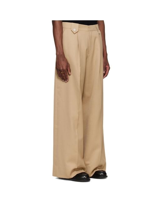 Simone Rocha Natural Wide Leg Belt Loop Tab Trousers for men