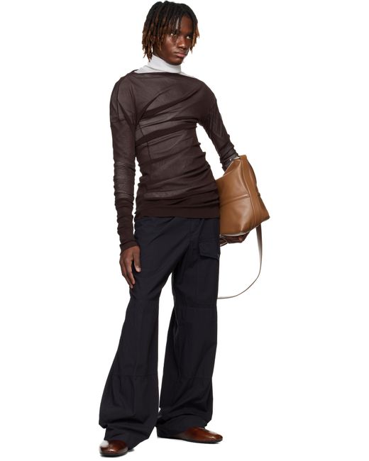 Pantalon Cargo Bleu Marine En Coton À Cordon Coulissant Dries Van Noten pour homme en coloris Black
