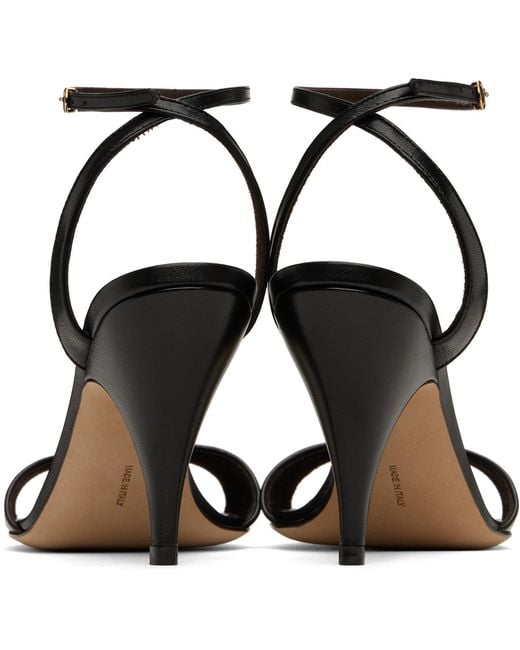 The Row Black Vika Ankle Strap Heeled Sandals