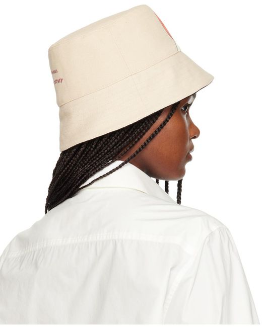 Stella McCartney White Beige Sinister Child Print Bucket Hat