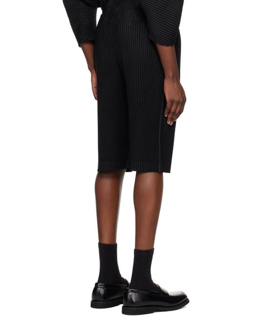 Homme Plissé Issey Miyake Black Tailored Pleats Shorts for men