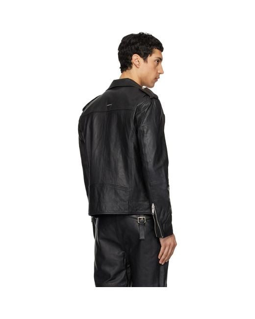Deadwood Black River Leather Biker Jacket for men