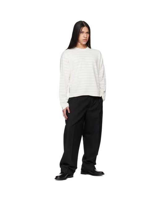 mfpen White Off- Round Neck Sweater for men