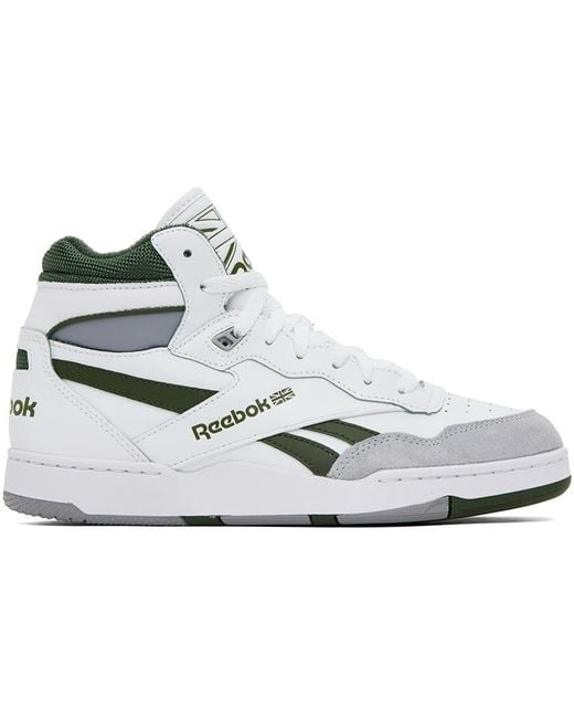 Reebok Black White & Green Bb 4000 Ii Mid Sneakers for men