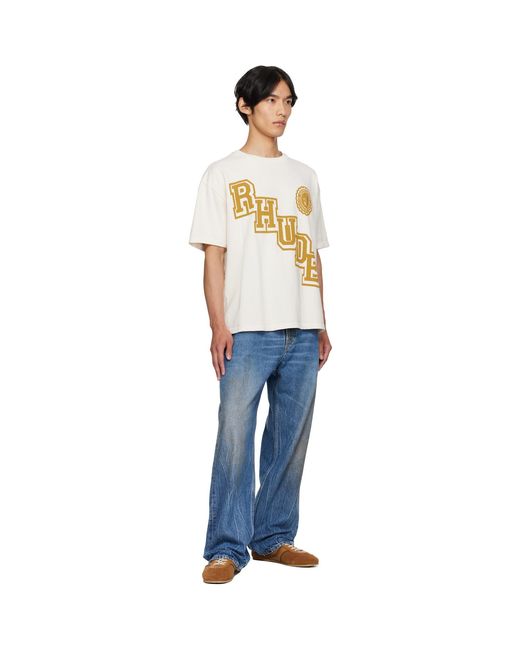 Rhude White Off- Collegiate Crest T-Shirt for men