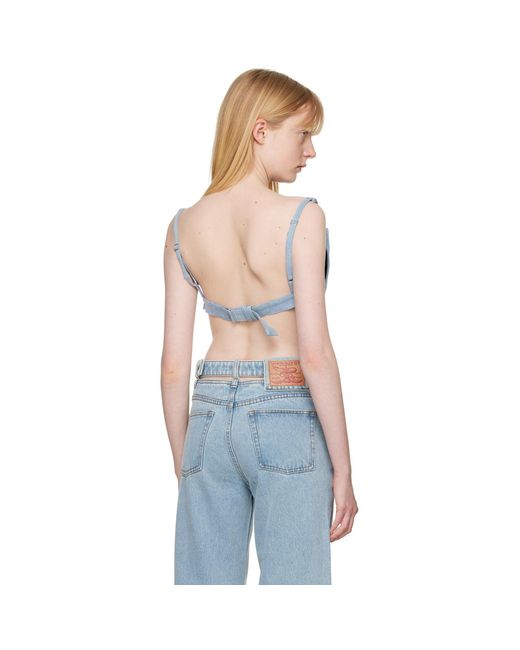 Y. Project Blue Scrunched Denim Bralette