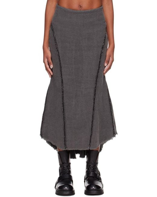 Hyein Seo Cotton Gray Waist Bag Midi Skirt in Charcoal (Black) | Lyst