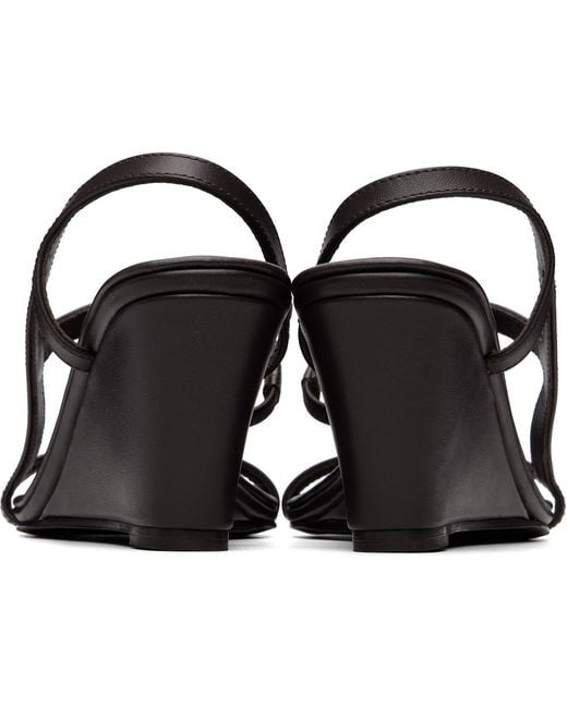 St. Agni Black High Wedge Heeled Sandals